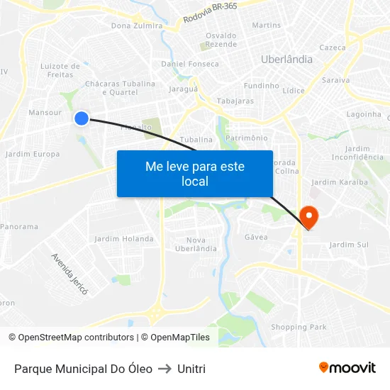 Parque Municipal Do Óleo to Unitri map
