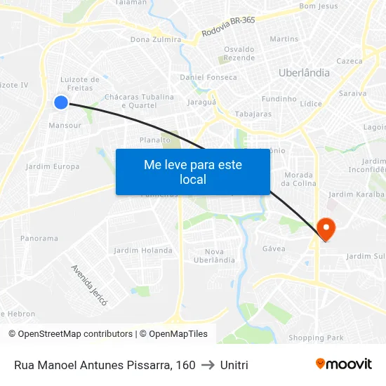 Rua Manoel Antunes Pissarra, 160 to Unitri map
