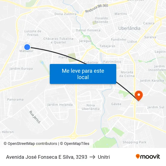 Avenida José Fonseca E Sílva, 3293 to Unitri map