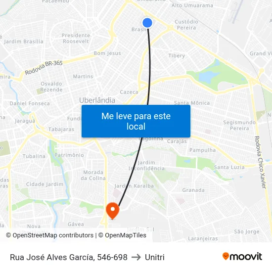 Rua José Alves García, 546-698 to Unitri map