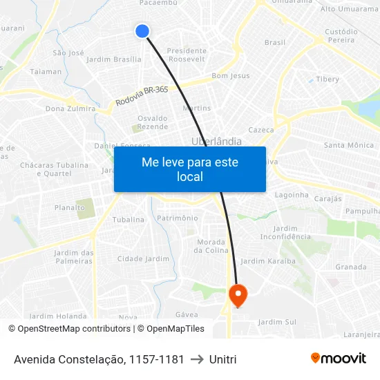 Avenida Constelação, 1157-1181 to Unitri map
