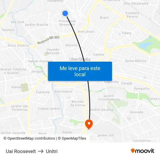 Uai Roosevelt to Unitri map
