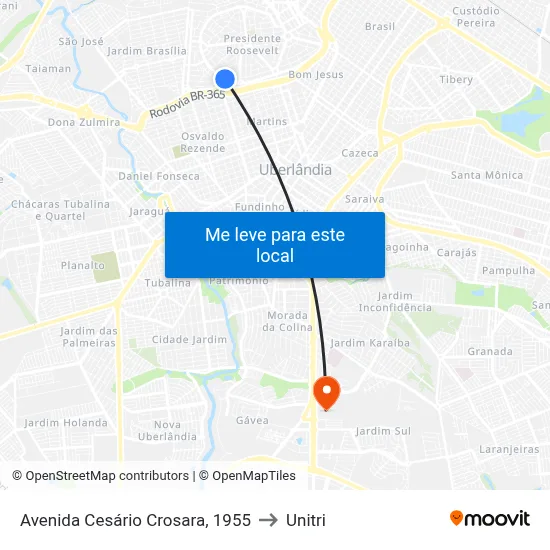 Avenida Cesário Crosara, 1955 to Unitri map