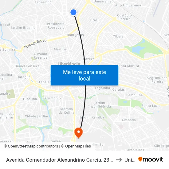Avenida Comendador Alexandrino García, 236-294 to Unitri map