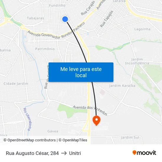 Rua Augusto César, 284 to Unitri map