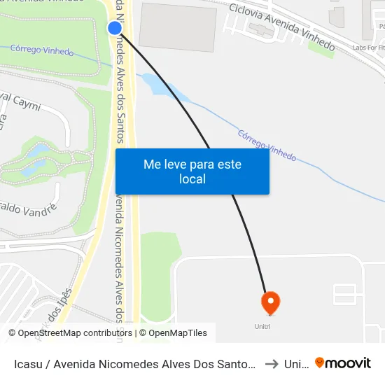 Icasu / Avenida Nicomedes Alves Dos Santos, 3900 to Unitri map