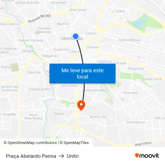 Praça Abelardo Penna to Unitri map