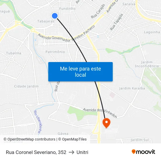 Rua Coronel Severiano, 352 to Unitri map