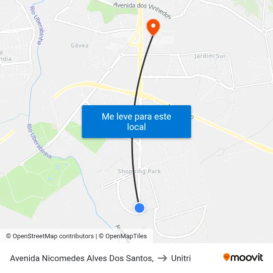 Avenida Nicomedes Alves Dos Santos, to Unitri map