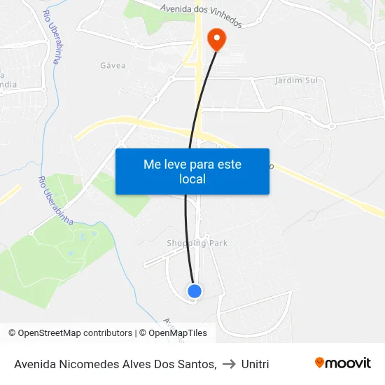 Avenida Nicomedes Alves Dos Santos, to Unitri map