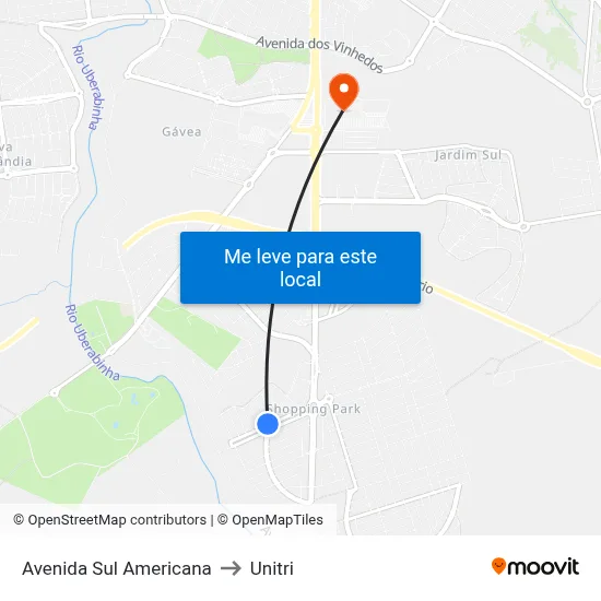 Avenida Sul Americana to Unitri map