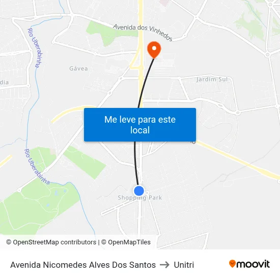 Avenida Nicomedes Alves Dos Santos to Unitri map