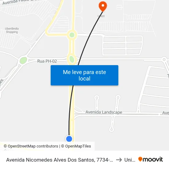 Avenida Nicomedes Alves Dos Santos, 7734-8044 to Unitri map
