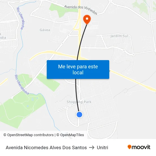 Avenida Nicomedes Alves Dos Santos to Unitri map