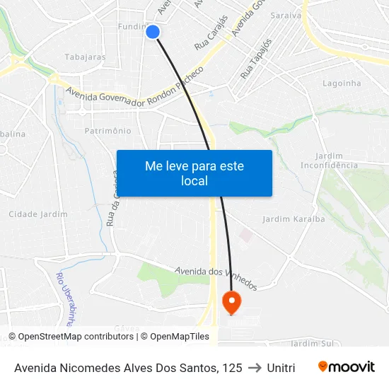 Avenida Nicomedes Alves Dos Santos, 125 to Unitri map