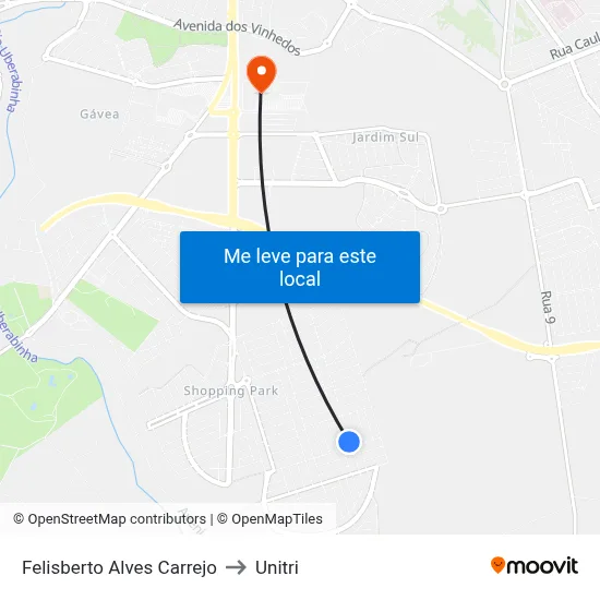 Felisberto Alves Carrejo to Unitri map