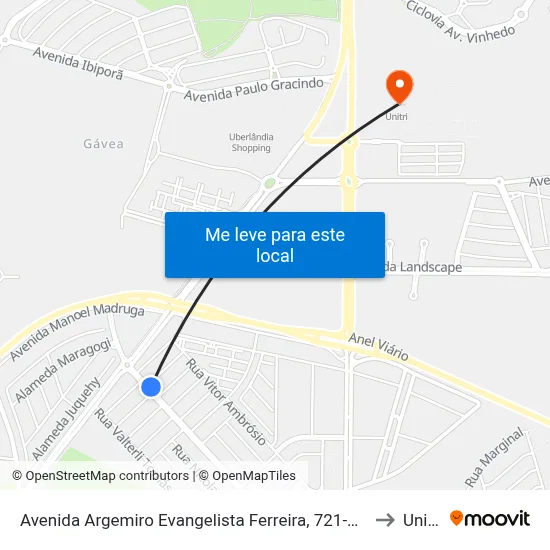 Avenida Argemiro Evangelista Ferreira, 721-747 to Unitri map