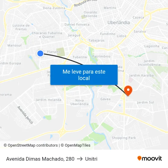 Avenida Dimas Machado, 280 to Unitri map