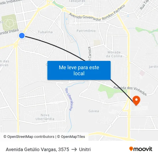 Avenida Getúlio Vargas, 3575 to Unitri map
