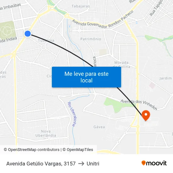 Avenida Getúlio Vargas, 3157 to Unitri map