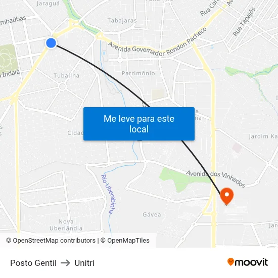 Posto Gentil to Unitri map
