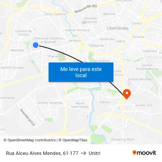 Rua Alceu Alves Mendes, 61-177 to Unitri map