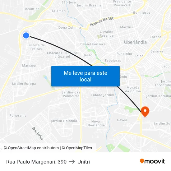 Rua Paulo Margonari, 390 to Unitri map