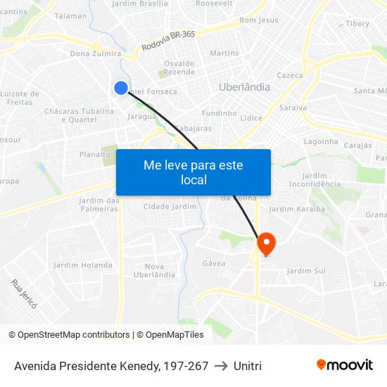 Avenida Presidente Kenedy, 197-267 to Unitri map