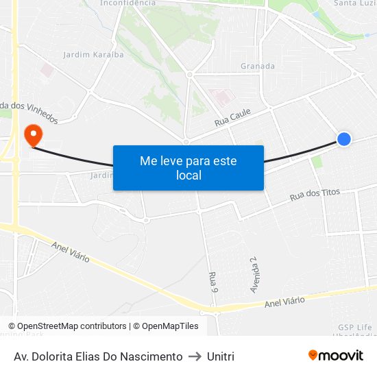 Av. Dolorita Elias Do Nascimento to Unitri map