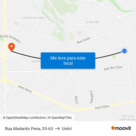 Rua Abelardo Pena, 33-63 to Unitri map