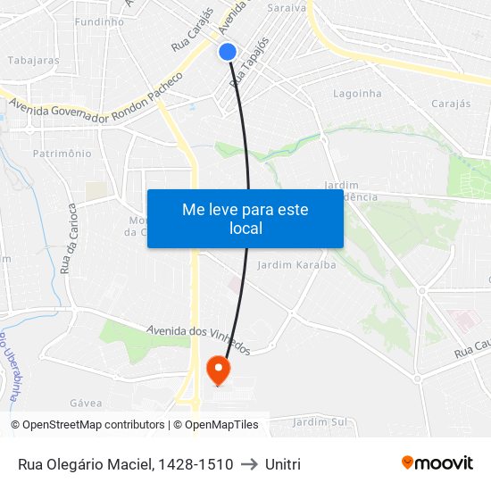 Rua Olegário Maciel, 1428-1510 to Unitri map