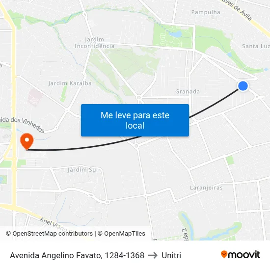 Avenida Angelino Favato, 1284-1368 to Unitri map