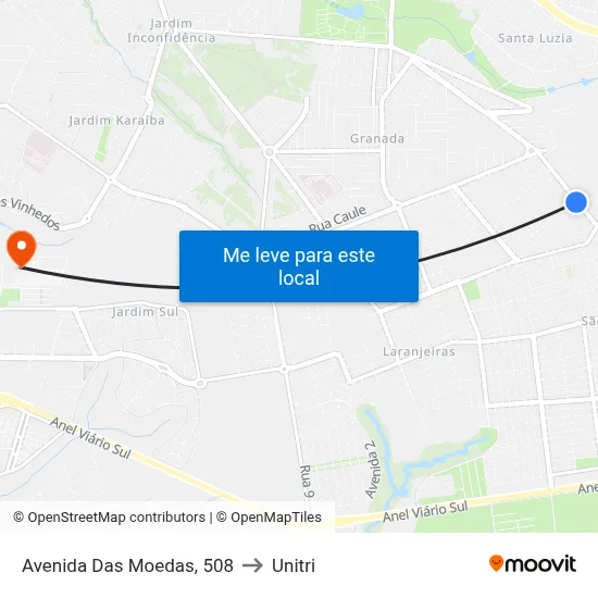 Avenida Das Moedas, 508 to Unitri map