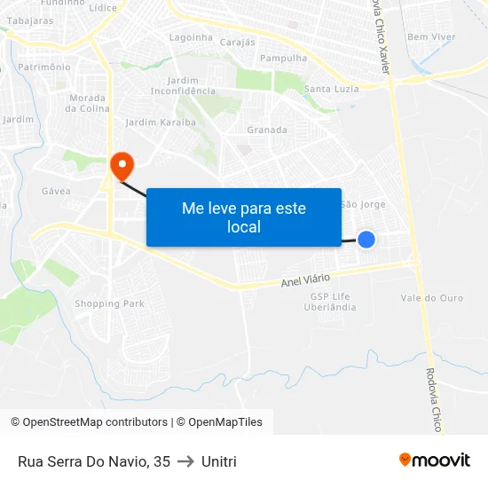 Rua Serra Do Navio, 35 to Unitri map