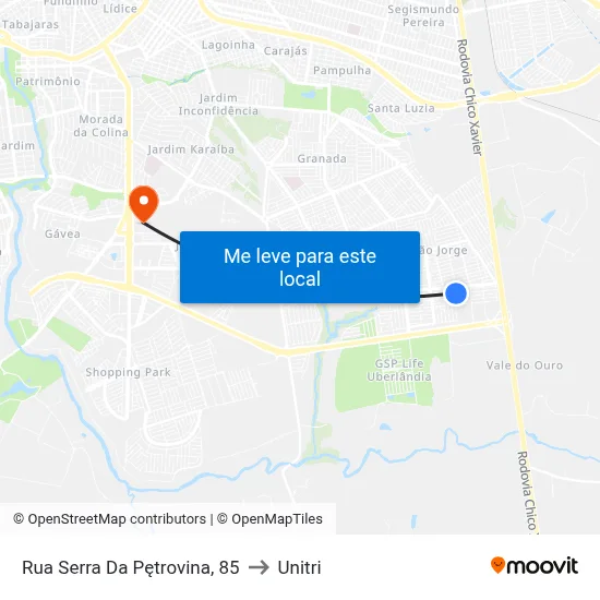 Rua Serra Da Pętrovina, 85 to Unitri map
