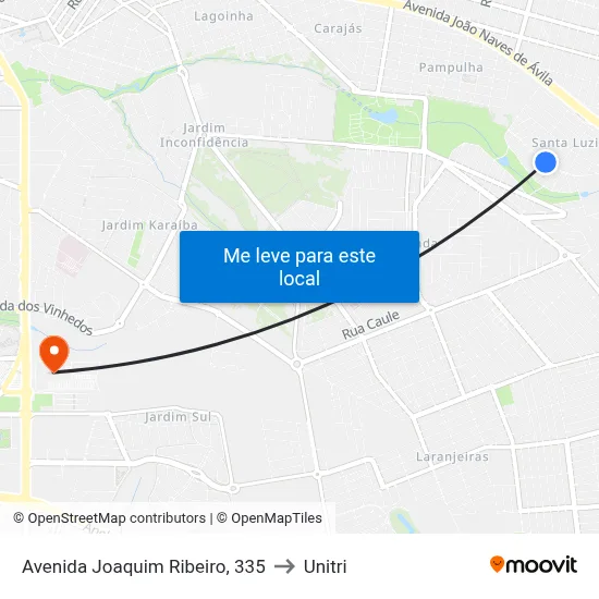 Avenida Joaquim Ribeiro, 335 to Unitri map