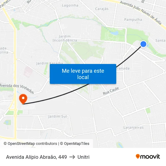 Avenida Alípio Abraão, 449 to Unitri map