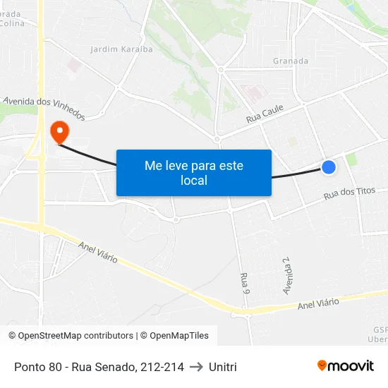 Ponto 80 - Rua Senado, 212-214 to Unitri map