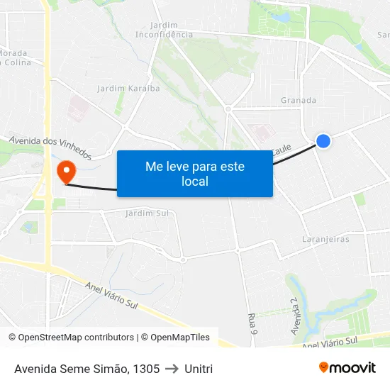 Avenida Seme Simão, 1305 to Unitri map