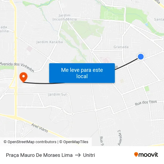 Praça Mauro De Moraes Lima to Unitri map