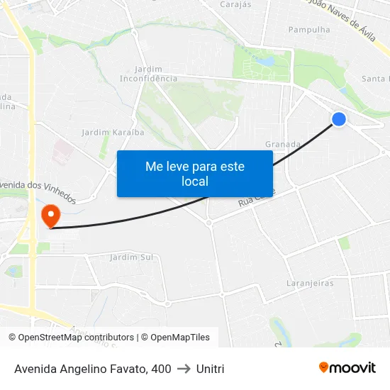 Avenida Angelino Favato, 400 to Unitri map