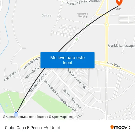 Clube Caça E Pesca to Unitri map