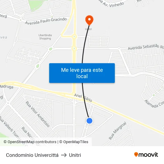 Condomínio Univercittá to Unitri map