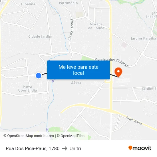 Rua Dos Pica-Paus, 1780 to Unitri map