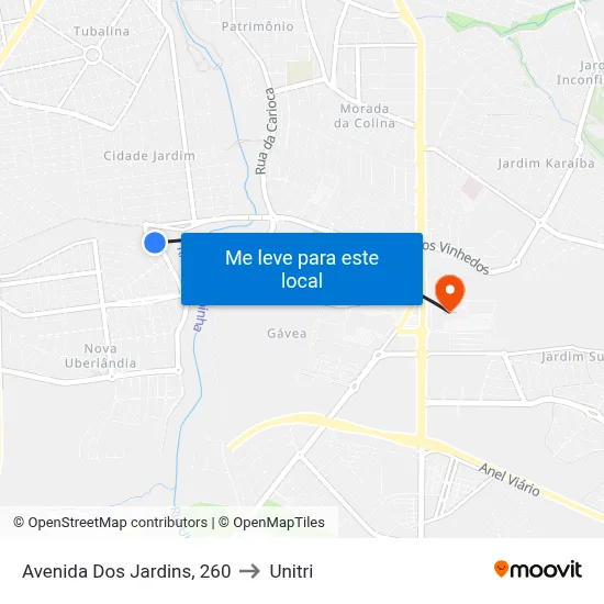 Avenida Dos Jardins, 260 to Unitri map