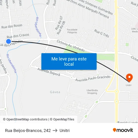 Rua Beijos-Brancos, 242 to Unitri map