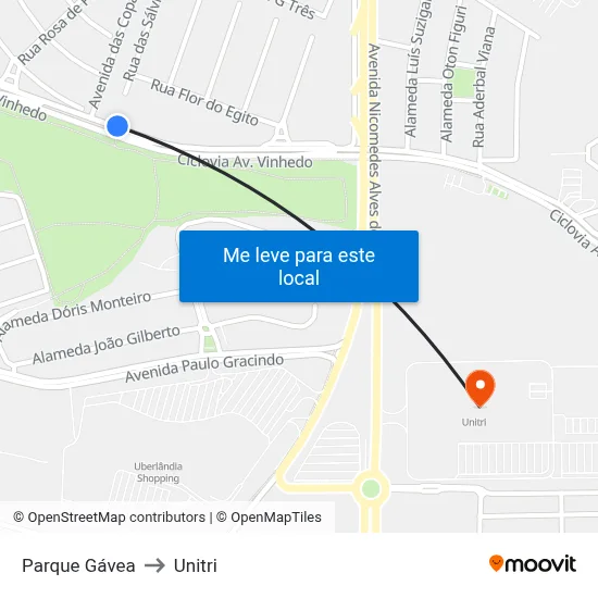 Parque Gávea to Unitri map