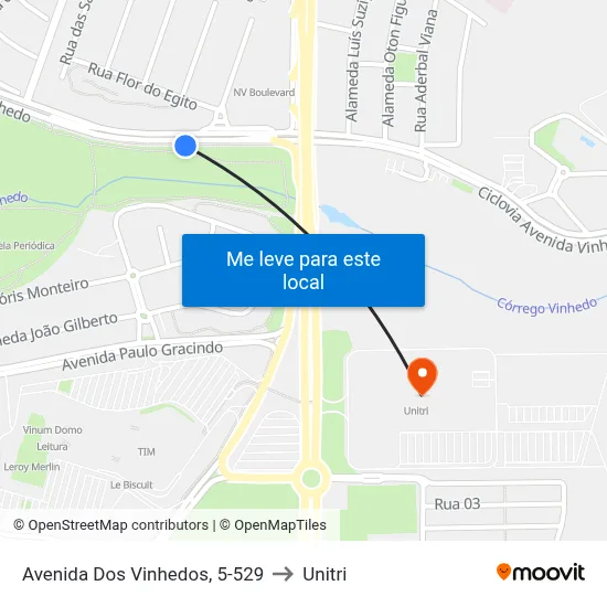 Avenida Dos Vinhedos, 5-529 to Unitri map