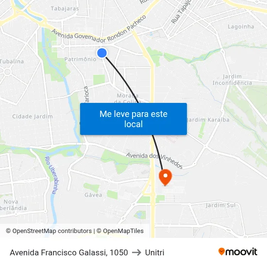 Avenida Francisco Galassi, 1050 to Unitri map