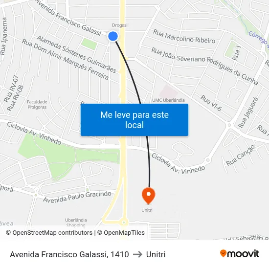 Avenida Francisco Galassi, 1410 to Unitri map